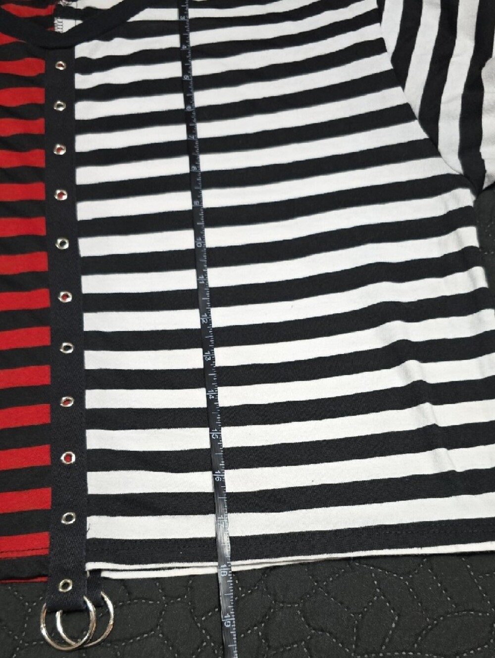 Midnight Hour Women’s Split Stripe Crop Top With O-Ring Details - Picture 8 of 8